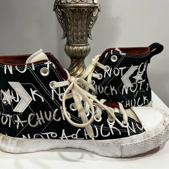 Black and White High Top Converse Sneakers - Picture 6 of 8